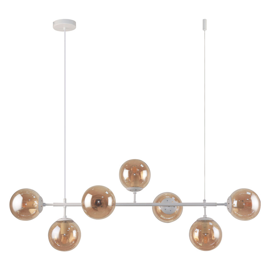 Design hanglamp Hepta wit frame en amber glas