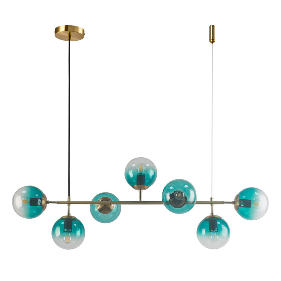 Design hanglamp Hepta met gekleurd glas