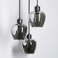Design pendellampa med rökfärgat glas, 3 ljuskällor - Kansas