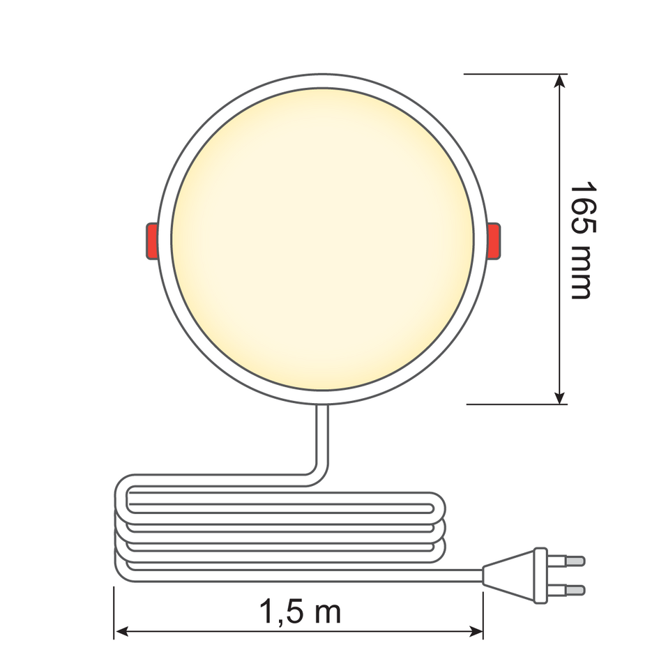 LED Downlight rund - 12 watt - Ø165mm