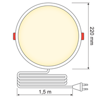 LED Downlight rund - 18 watt - Ø220mm