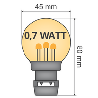 Sticklampa - 0,7W varmvit på stift (utan E27-fattning)