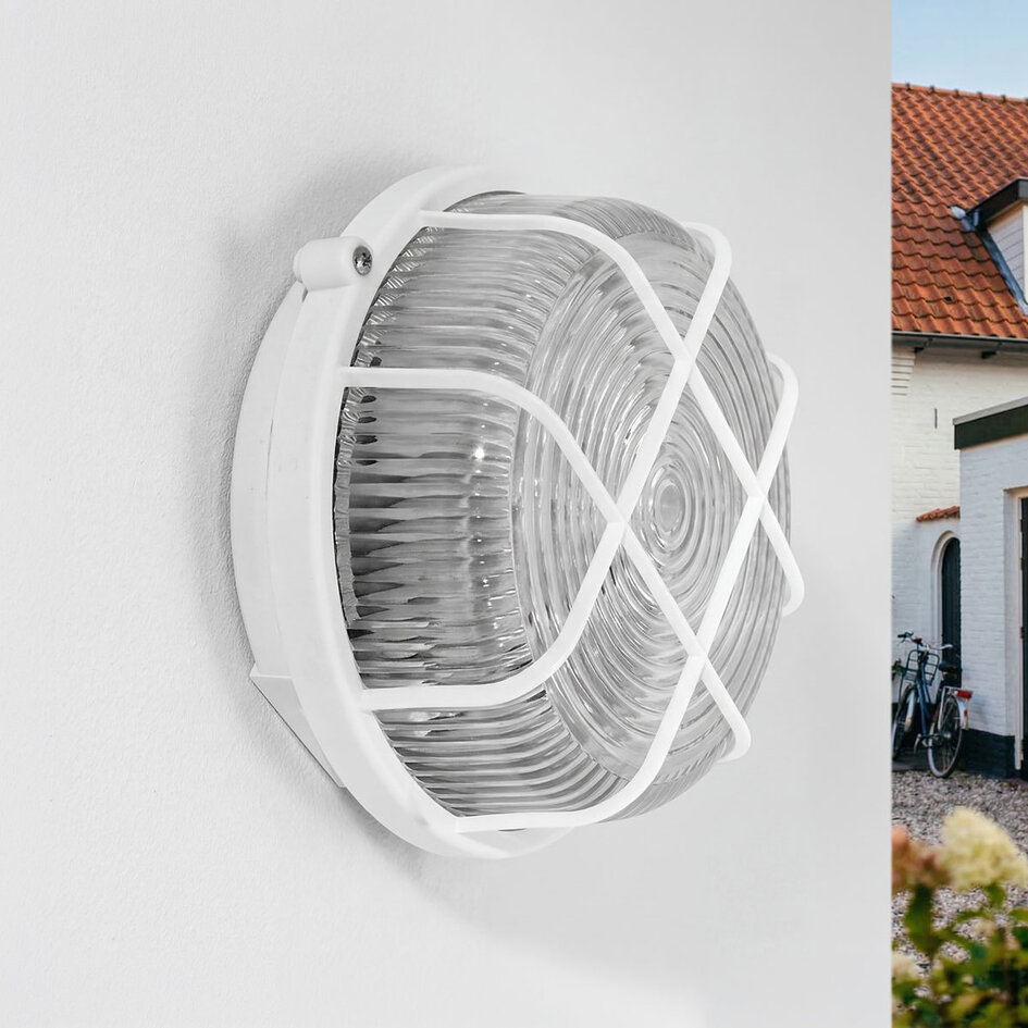 Rund bulleye vit med glas