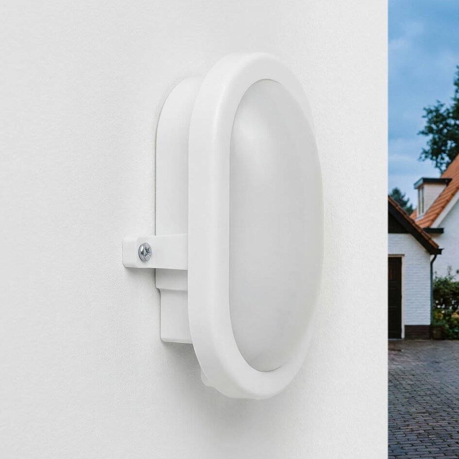 Bulkhead Ovale - vit med integrerad LED, 12 watt