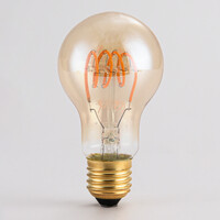 5W horisontell spirallampa, 1800K, amber glas Ø60 mm, dimbar
