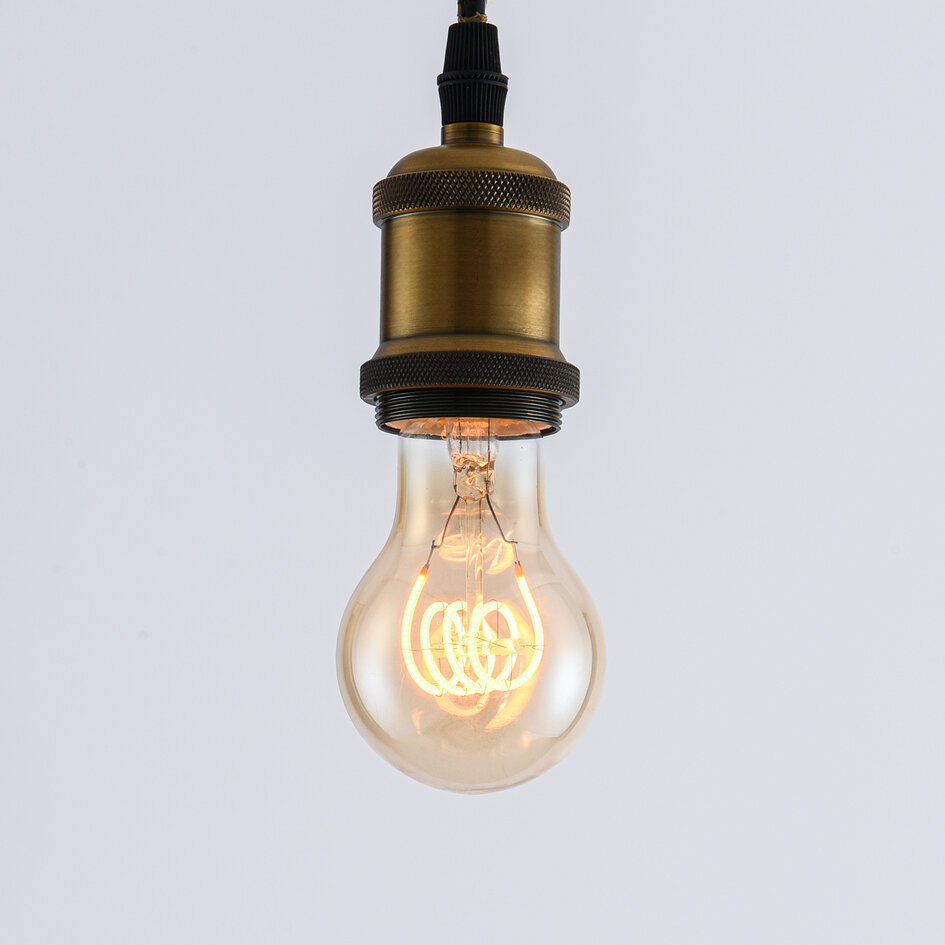 5W horisontell spirallampa, 1800K, amber glas Ø60 mm, dimbar
