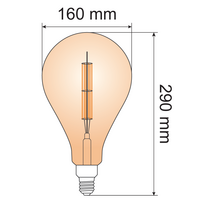 Filament-LED-lampa dimbar 10 watt, amber dubbeldäckare 160 mm
