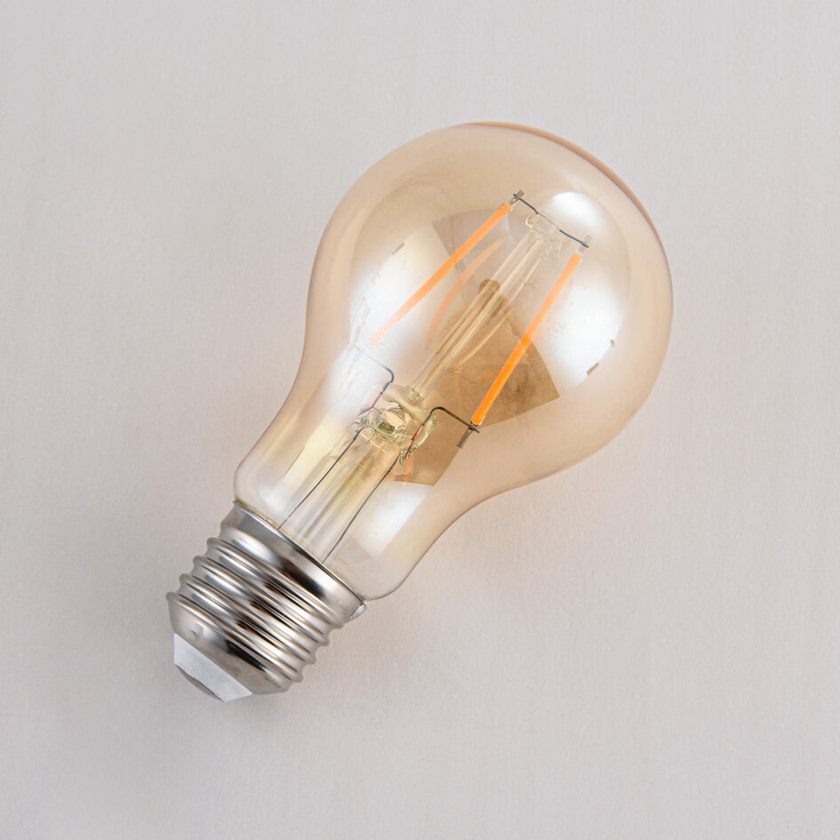 2,5W, 4,5W, 7W & 10W filamentlampa, 2000K, amber glas Ø60 mm, dimbar
