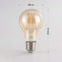 2,5W, 4,5W, 7W & 10W filamentlampa, 2000K, amber glas Ø60 mm, dimbar