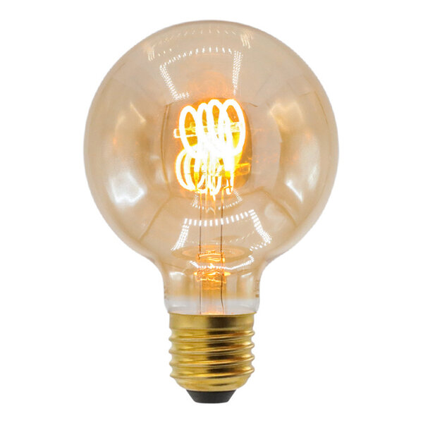 Filament-LED-lampa dimbar 5 watt, amber horisontell spiral 95 mm