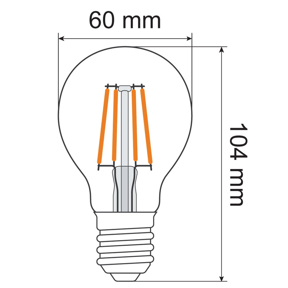 Filament-LED-lampa dimbar 4,5 och 7 watt, klart glas
