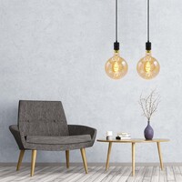 Filament-LED-lampa dimbar 8,5 watt, amber croissantspiral 200 mm