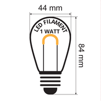 Varmvita filamentlampor, U-form, dimbara - 1 watt