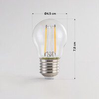 2,5W & 4,5W filamentlampa, 2700K, klart glas Ø45 mm, dimbar