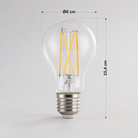 Filament-LED-lampa dim-to-warm 7 och 9 watt, klart glas