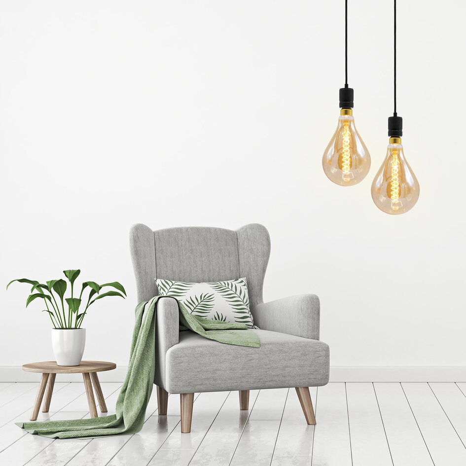 Filament-LED-lampa dimbar 8,5 watt, amber DNA-spiral 160 mm