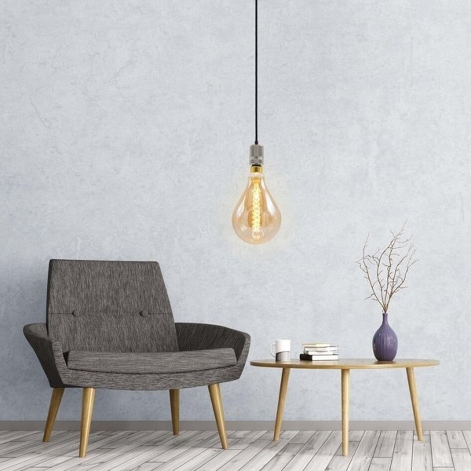 Filament-LED-lampa dimbar 8,5 watt, amber DNA-spiral 160 mm
