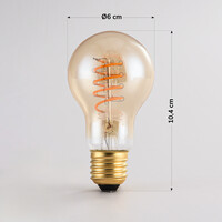Filament-LED-lampa dimbar 4 watt, amber spiral 60 mm