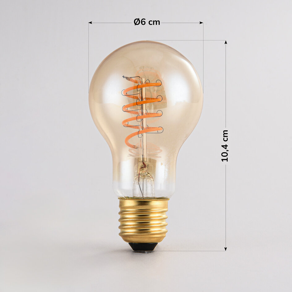 Filament-LED-lampa dimbar 4 watt, amber spiral 60 mm
