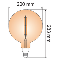 Filament-LED-lampa dimbar 10 watt, amber dubbeldäckare 200 mm