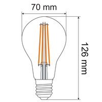 Filament-LED-lampa dimbar 12 watt, klart glas 70 mm (2700K)