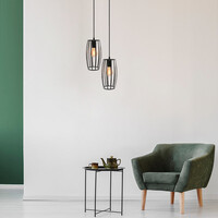 Industriell pendellampa Maya med mattsvart burram