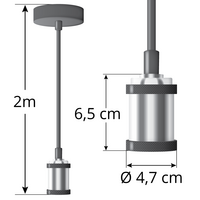 Modern silverfärgad sladdpendel inkl. 5W XL-lampa, amberglas, 1800K, Ø95 mm