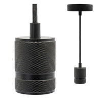 Industriell mattsvart sladdpendel inkl. 5W XL-lampa, amberglas, 1800K, Ø95 mm