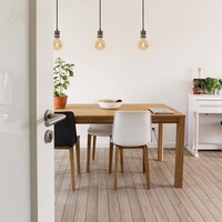 Industriell roséguldfärgad sladdpendel inkl. 5W XL-lampa, amberglas, 1800K, Ø95 mm