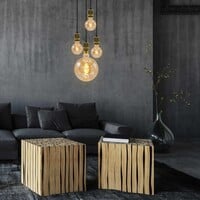 Industriell guld sladdpendel inkl. 5W XL lampa, bärnstensfärgat glas, 1800K, Ø95