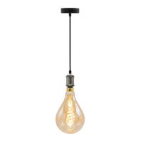 Modern silver sladdpendel inkl. 8,5W till 10W XXL lampa, bärnstensfärgat glas, 2000K, Ø160