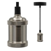 Modern silverfärgad sladdpendel inkl. 8,5W till 10W XXXL lampa, bärnstensfärgat glas, 2000K, Ø200