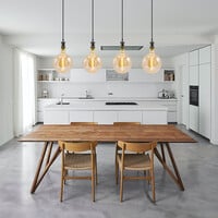 Modern glänsande svart sladdpendel inkl. 8,5W till 10W XXXL lampa, bärnstensfärgat glas, 2000K, Ø200