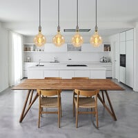 Industriell silverfärgad sladdpendel inkl. 8,5W till 10W XXXL lampa, bärnstensfärgat glas, 2000K, Ø200
