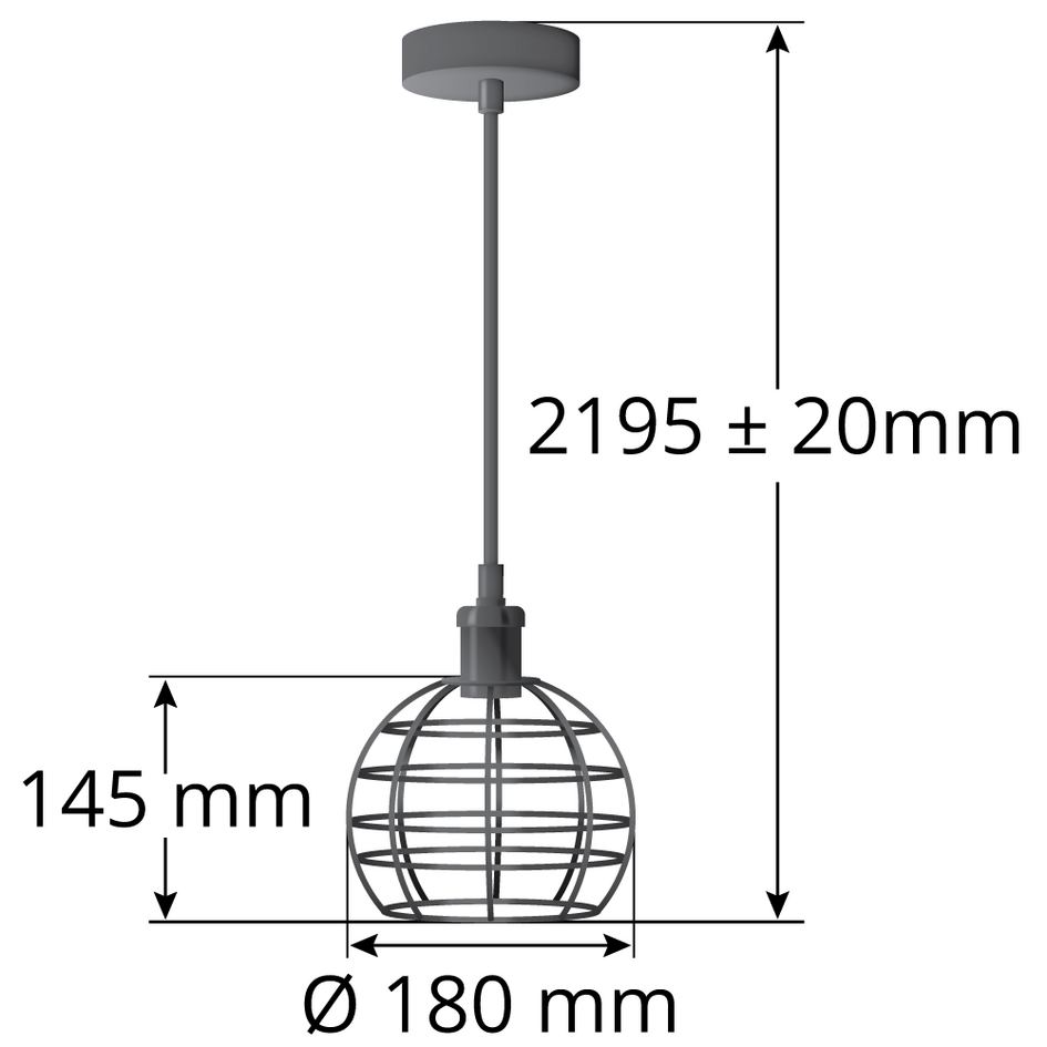 Pendellampa Hugo inkl. 5W spirallampa, amberglas, 1800K, Ø95 mm