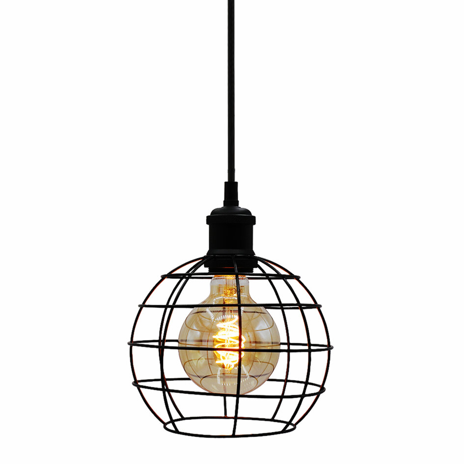 Pendellampa Hugo inkl. 5W spirallampa, amberglas, 1800K, Ø95 mm