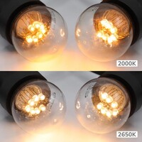 Set med sladdar och 0,7 watts LED-lampor på korta pinnar