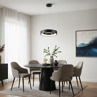 Modern pendellampa Roundy i mattsvart metall