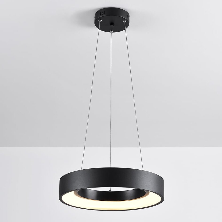 Modern pendellampa Roundy i mattsvart metall