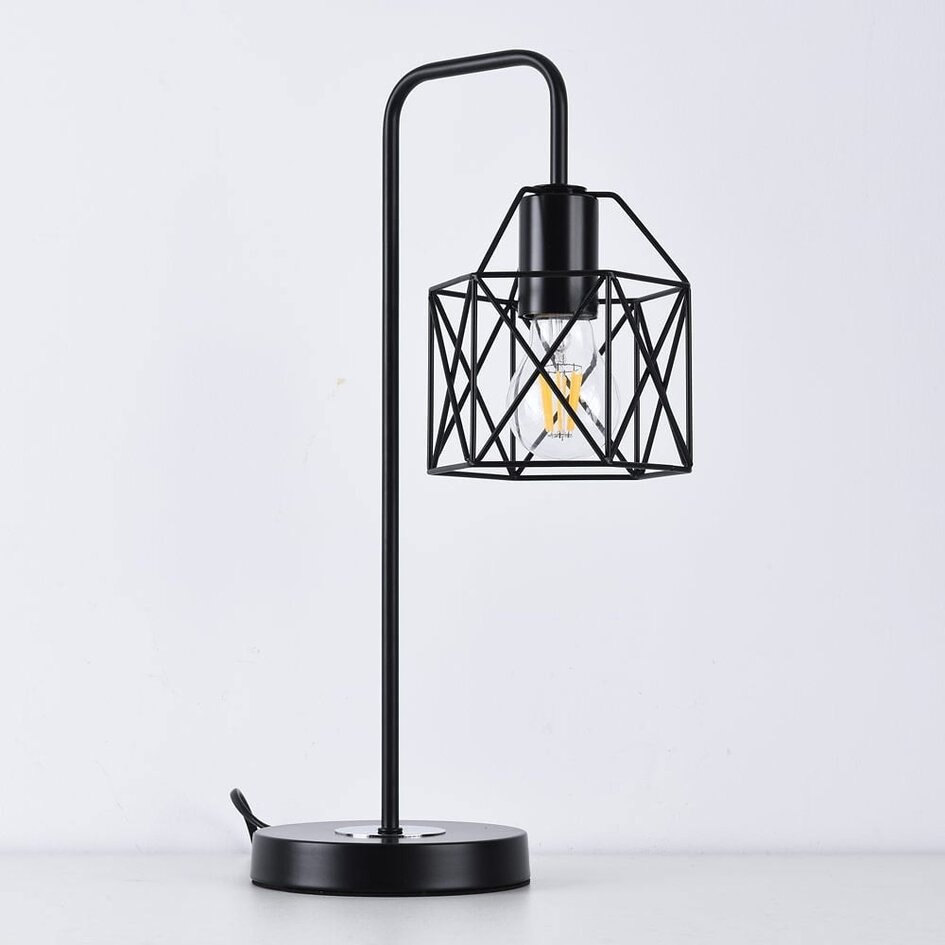 Industriell bordslampa Peru i svart metall