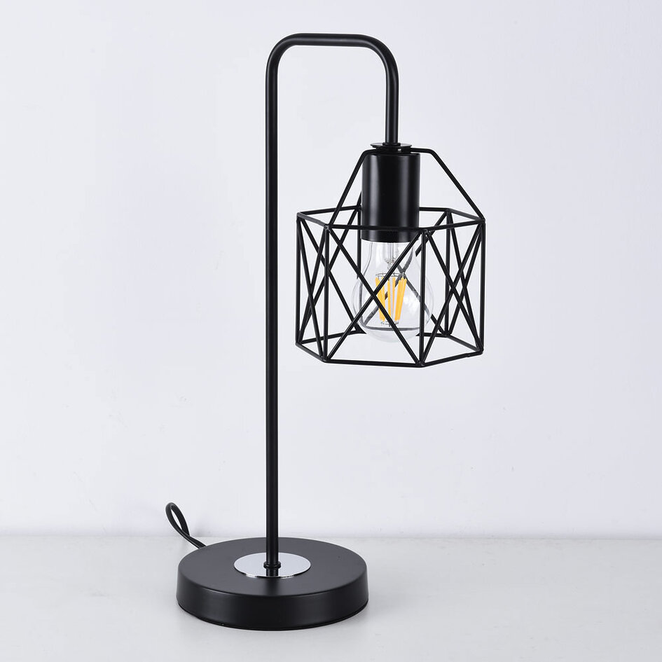 Industriell bordslampa Peru i svart metall