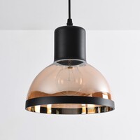 Klassisk pendellampa Paris - svart med amberfärgat glas