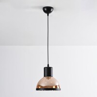 Klassisk pendellampa Paris - svart med amberfärgat glas