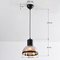 Klassisk pendellampa Paris - svart med amberfärgat glas