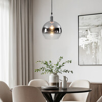 Design taklampa med rökfärgad glasspegelkula - London