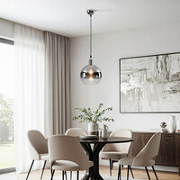 Design taklampa med rökfärgad glasspegelkula - London