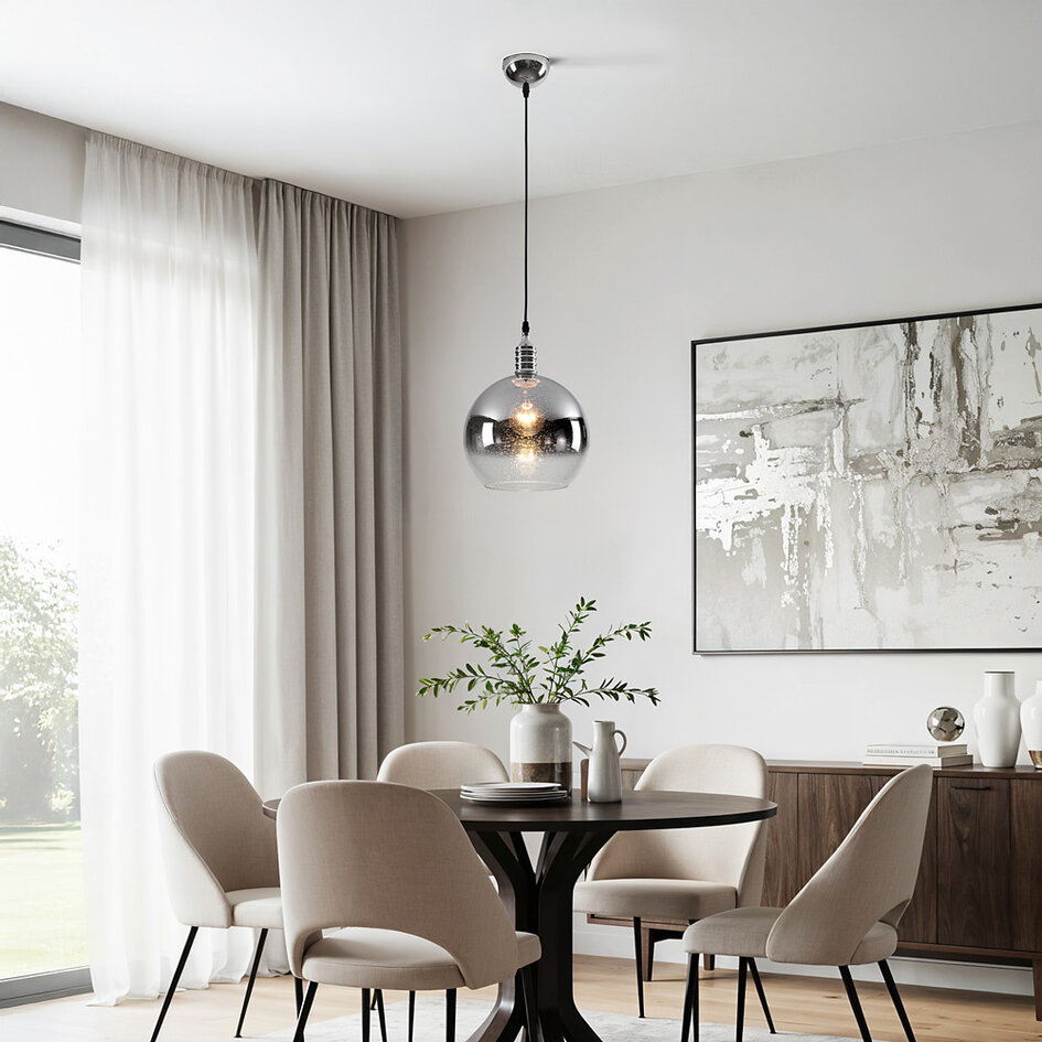 Designad pendellampa London - rökfärgat spegelglas