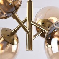 Retro pendellampa Florence med fyra lampor - guld med amber