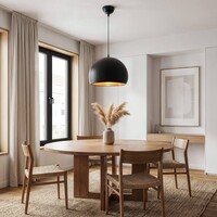 Modern rund pendellampa Goldy i svart med guld