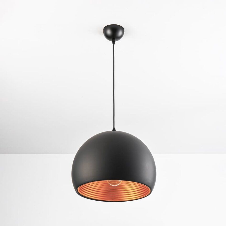 Modern rund pendellampa Goldy i svart med guld